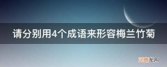 分别用四字词语形容梅兰竹菊 请分别用4个成语来形容梅兰竹菊