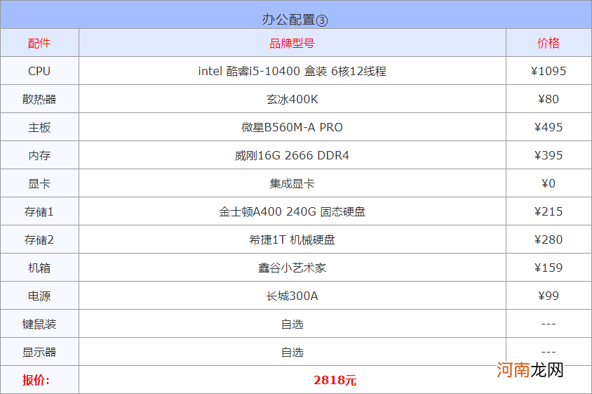 2022家用打游戏台式机组装配置清单 玩游戏的台式机电脑配置推荐