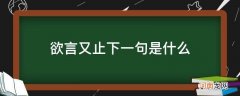 我懂你的欲言又止下一句是什么 欲言又止下一句是什么