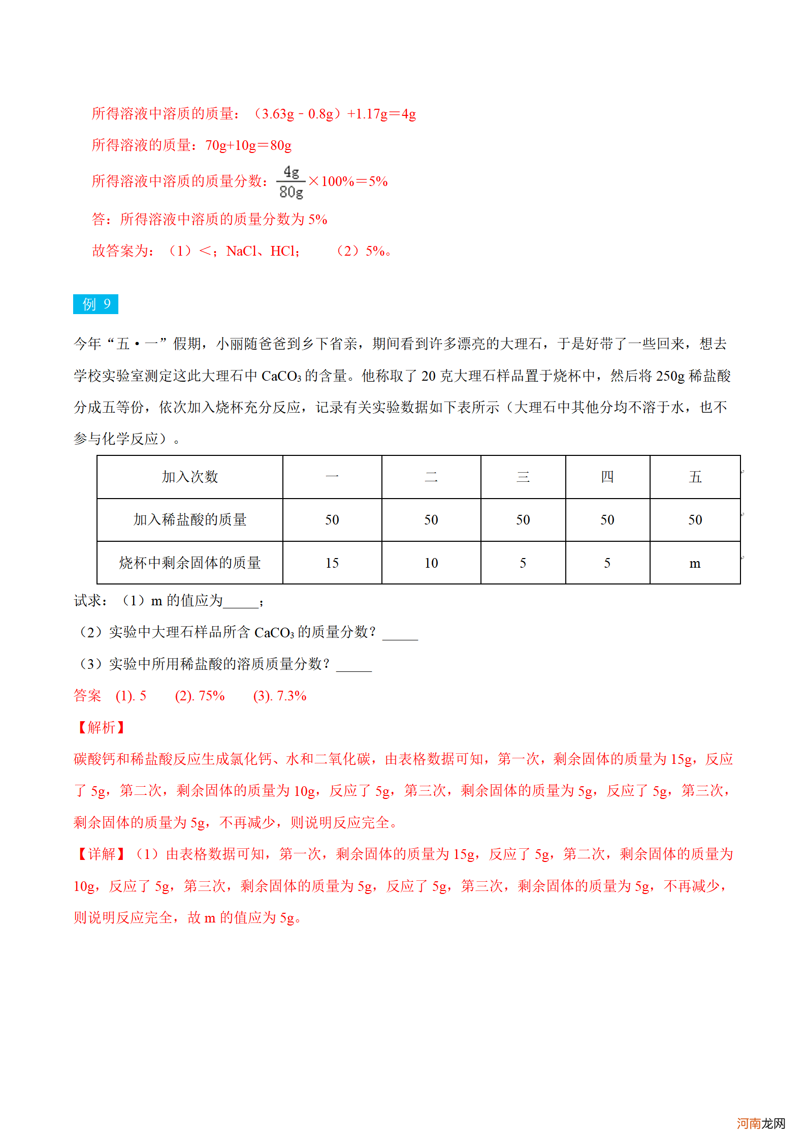 初三上册化学计算题型大全 初中化学计算题