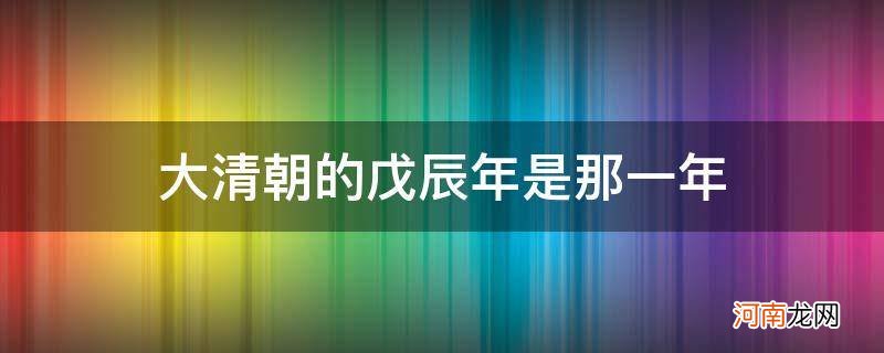 大清戊子年是哪一年 大清朝的戊辰年是那一年