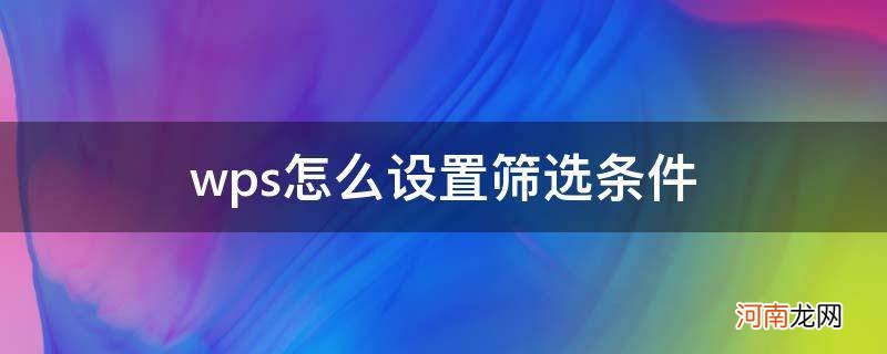 wps如何设置筛选条件 wps怎么设置筛选条件