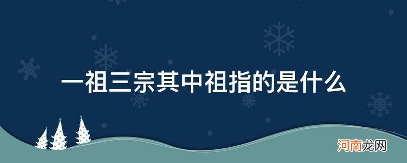 一祖三宗其中祖指的是什么