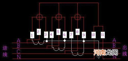 三相四线电表的接法图 三相四线有功电表接法
