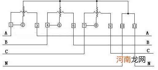 三相四线电表的接法图 三相四线有功电表接法