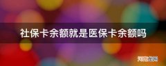 社保卡余额是医保余额么 社保卡余额就是医保卡余额吗