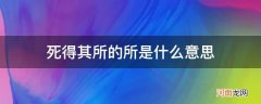 死得其所是什么意思解释 死得其所的所是什么意思