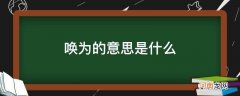 唤为的意思解释 唤为的意思是什么