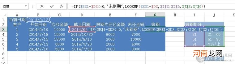 如何运用excel制作应收账款账龄分析表