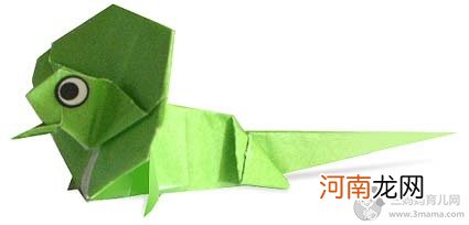 幼儿手工折纸--绿色小蜥蜴