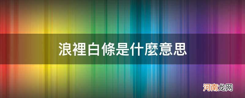 浪里白条是啥意思 浪里白条是什么意思