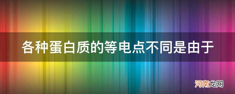 蛋白质的等电点主要取决于 各种蛋白质的等电点不同是由于