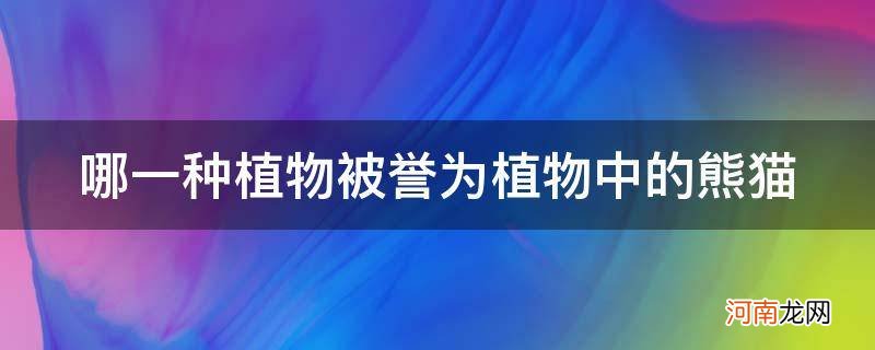 哪些植物被誉为植物中的熊猫 哪一种植物被誉为植物中的熊猫