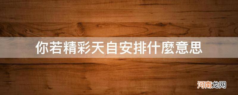 你若精彩,天自安排什么意思 你若精彩天自安排什么意思