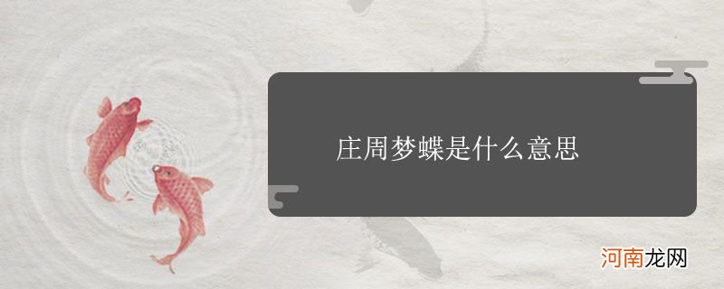 庄周梦蝶是什么意思