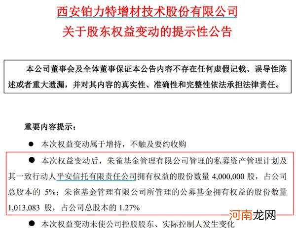 科创板首例！朱雀基金和平安信托联手举牌了 看上了啥？