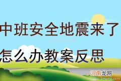 中班安全发生地震我不怕教案反思