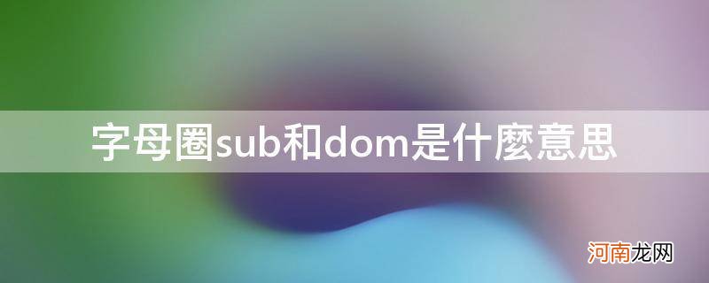 dom sub字母圈术语怎么读 字母圈sub和dom是什么意思