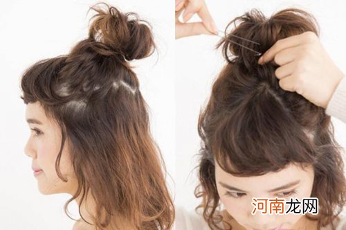 简单盘发发型扎法步骤图 教你如何盘出可爱丸子头