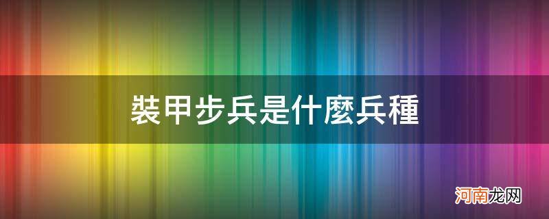 装甲兵种类 装甲步兵是什么兵种