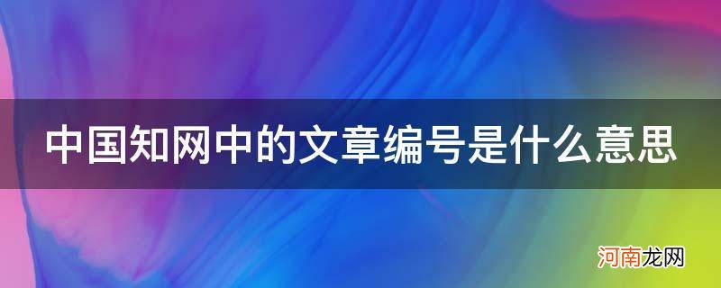 中国知网中的文章编号是什么意思_中国知网代号