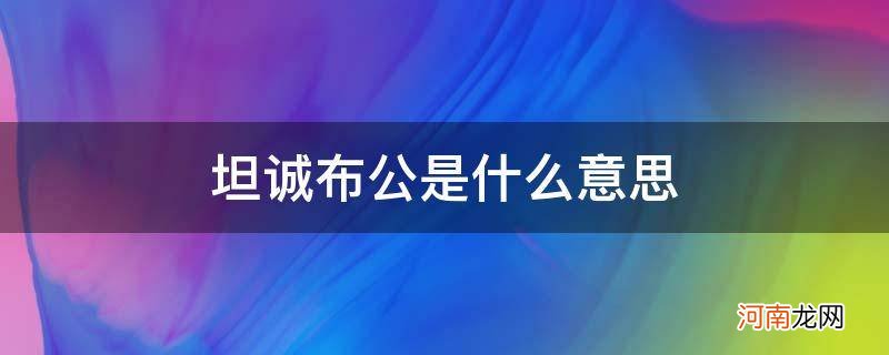 坦诚布公是什么意思_坦诚布公还是开诚布公