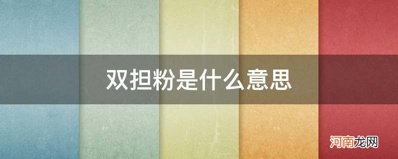 双担粉是什么意思_怎么看待双担粉