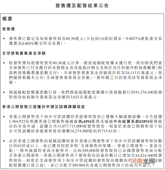 京东物流：香港IPO定价在每股40.36港元 将于明日上市