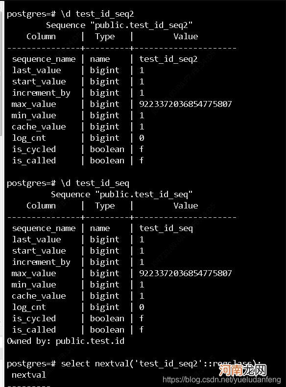 PostgreSQL 序列绑定字段与不绑定字段的区别说明