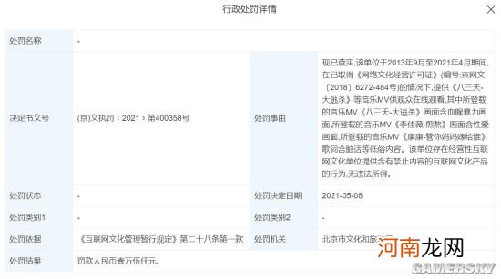 因传播低俗内容MV 爱奇艺被处罚1.5万元