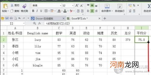 怎么在Excel中计算总分、平均分、及格率