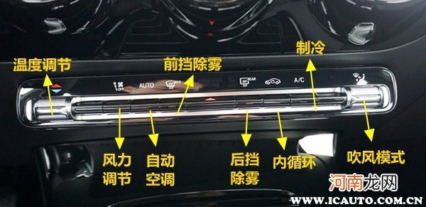 奔驰A级空调按钮图解,奔驰A级空调除雾和暖风开启方法