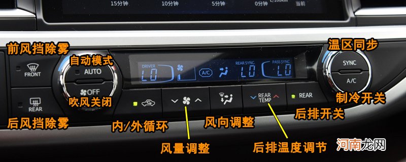 丰田汉兰达空调按钮图解，汉兰达空调除雾和暖风开启方法