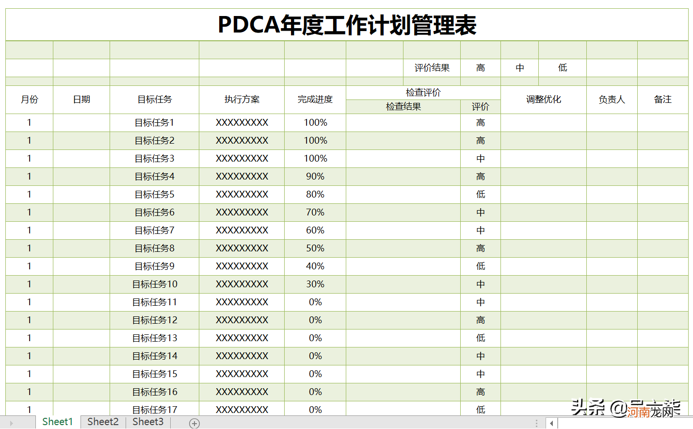 高效工作表格模板汇总 工作计划表格模板图片