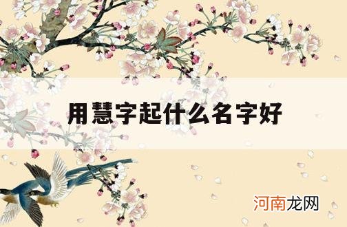 用慧字起什么名字好_取名字带慧字