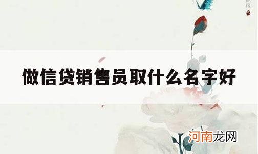 做信贷销售员取什么名字好_银行信贷员是销售吗