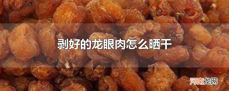 剥好的龙眼肉怎么晒干