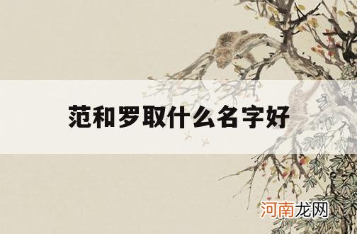 范和罗取什么名字好_范 取名字