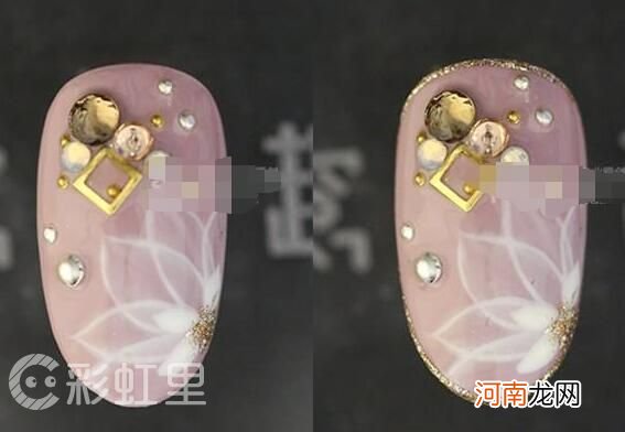 美甲排笔花图片 透明花美甲教程