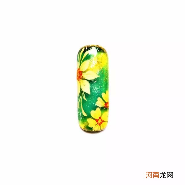 排笔花美甲 彩绘花美甲