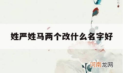 关于姓严姓马两个改什么名字好的信息