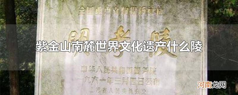 紫金山南麓世界文化遗产什么陵