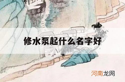 修水泵起什么名字好_水泵厂起名怎么起