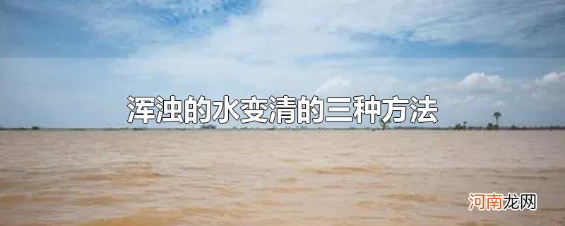 浑浊的水变清的三种方法