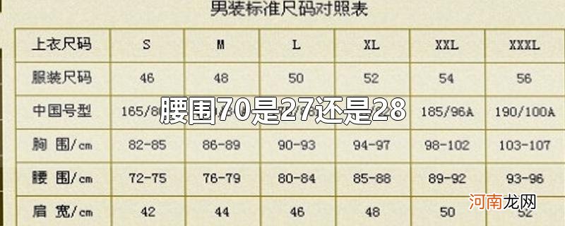 腰围70是27还是28