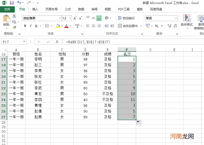 excel怎么排序名次11优质