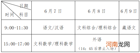 2021西藏高考具体科目时间 几点开始几点结束优质