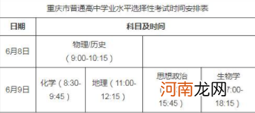 2021重庆高考具体时间安排优质