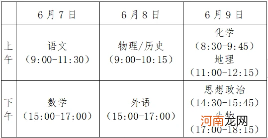 高考2021年几月几号 各科具体时间优质