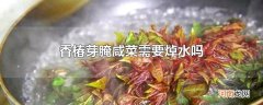 香椿芽腌咸菜需要焯水吗